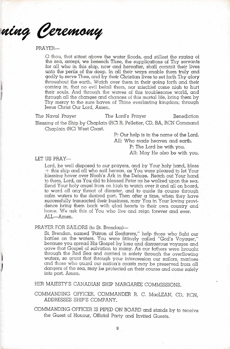 HMCS MARGAREE COMMISSIONING BOOKLET - PAGE 9